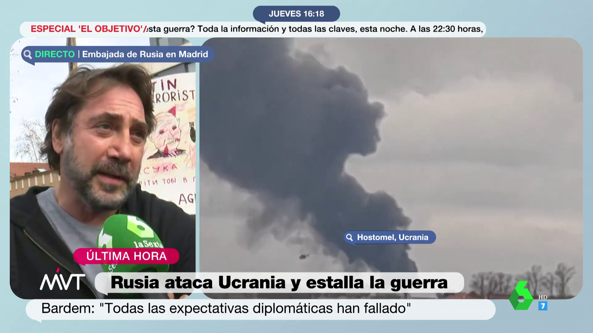 Javier Bardem: "Estamos ante un tipo que su sentido imperialista está por encima del sentido común" Javier Bardem: "Estamos ante un tipo que su sentido imperialista está por encima del sentido común"