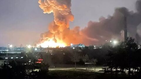 Bombardeo en Kiev, la capital de Ucrania.