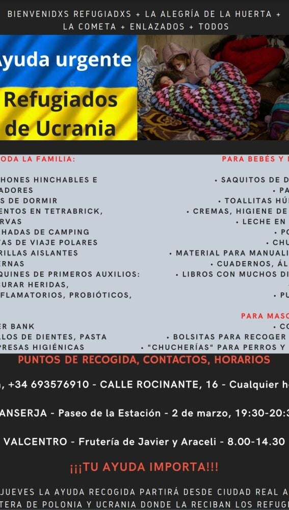 Campaña de ayuda a refugiados ucranianos