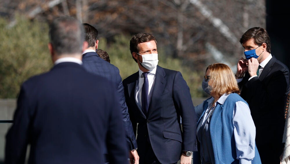 Pablo Casado, a su llegada a la Junta Directiva Nacional del PP