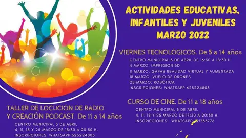 El mes de marzo viene cargado de actividades para los jóvenes de Albatera talleres creativos juventud albatera talleres