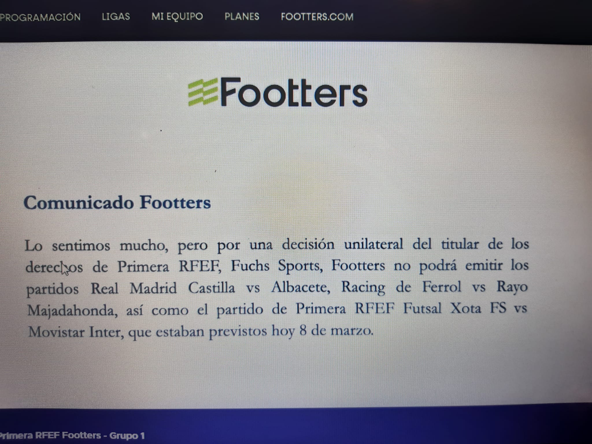 Esperando a la confirmación de Footers como operador de televisión para la Primera Federación Esperando a la confirmación de Footers como operador de televisión para la Primera Federación