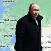 Montaje de Vladimir Putin y Europa