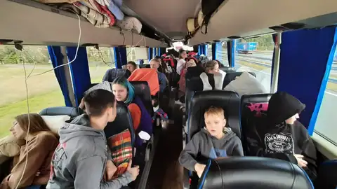 Autobús de refugiados ucranianos camino de Asturias Autobús de refugiados ucranianos camino de Asturias