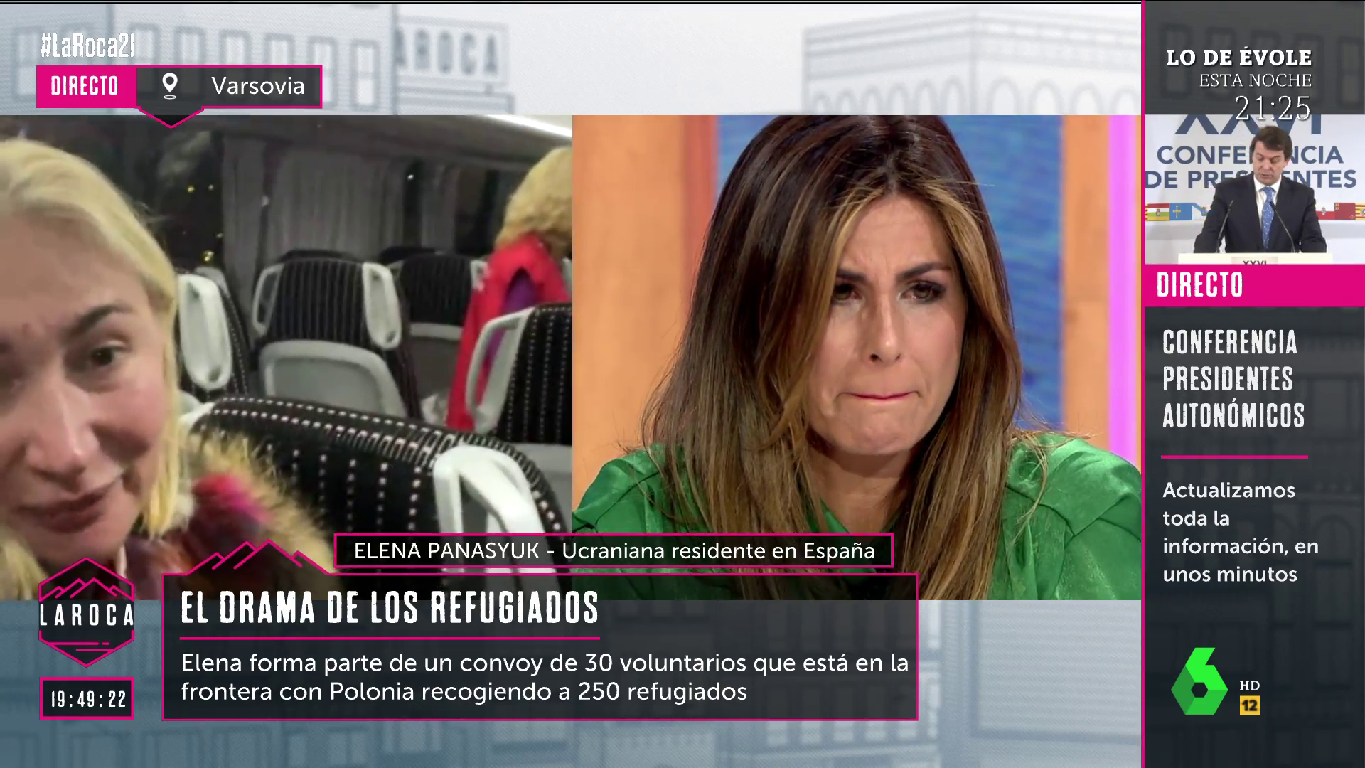 Nuria Roca rompe a llorar en directo con el testimonio de una amiga ucraniana que ha viajado a la frontera Nuria Roca rompe a llorar en directo con el testimonio de una amiga ucraniana que ha viajado a la frontera