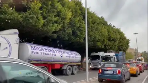 Decenas de transportistas han colapsado el Paseo Marítimo de Palma desde primera hora de la mañana. Decenas de transportistas han colapsado el Paseo Marítimo de Palma desde primera hora de la mañana.