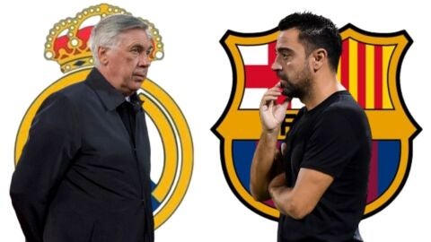 Montaje de El Cl&aacute;sico: Carlo Ancelotti y Xavi Hern&aacute;ndez | Foto: EFE/ montaje: ondacero.es