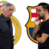 Montaje de El Clásico: Carlo Ancelotti y Xavi Hernández