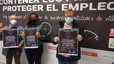 Pepe Polo, Pilar Buj y Alejo Galve en la presentación de la protesta CONCENTRACION PRECIOS