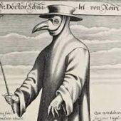 Imagen de un doctor durante la peste negra. Imagen: Wikipedia.