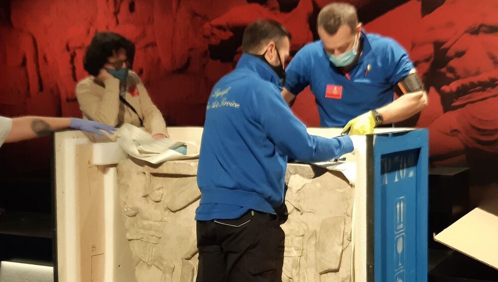 Las piezas procedentes de Italia en un embalaje especial 