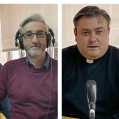 Carlos Porro, folclorista y David Pérez, párroco de Ampudis