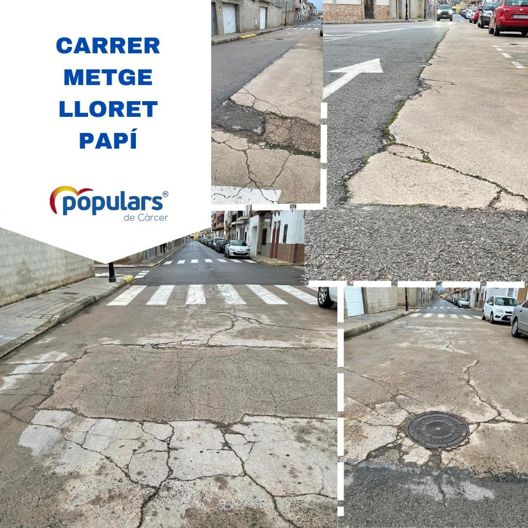 El PP de Càrcer denuncia que el gobierno local gaste 600 mil euros plantando árboles pese al mal estado que presentan las calles de la localidad El PP de Càrcer denuncia que el gobierno local gaste 600 mil euros plantando árboles pese al mal estado que presentan las calles de la localidad