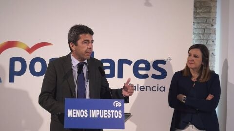 Carlos Mazón interviene en la sede del PP de Valencia.