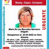 Piden colaboración para buscar a una mujer 56 años desaparecida en Vera 