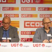 El secretario general de UGT, Daniel Alastuey, y el de CCOO, Manuel Pina