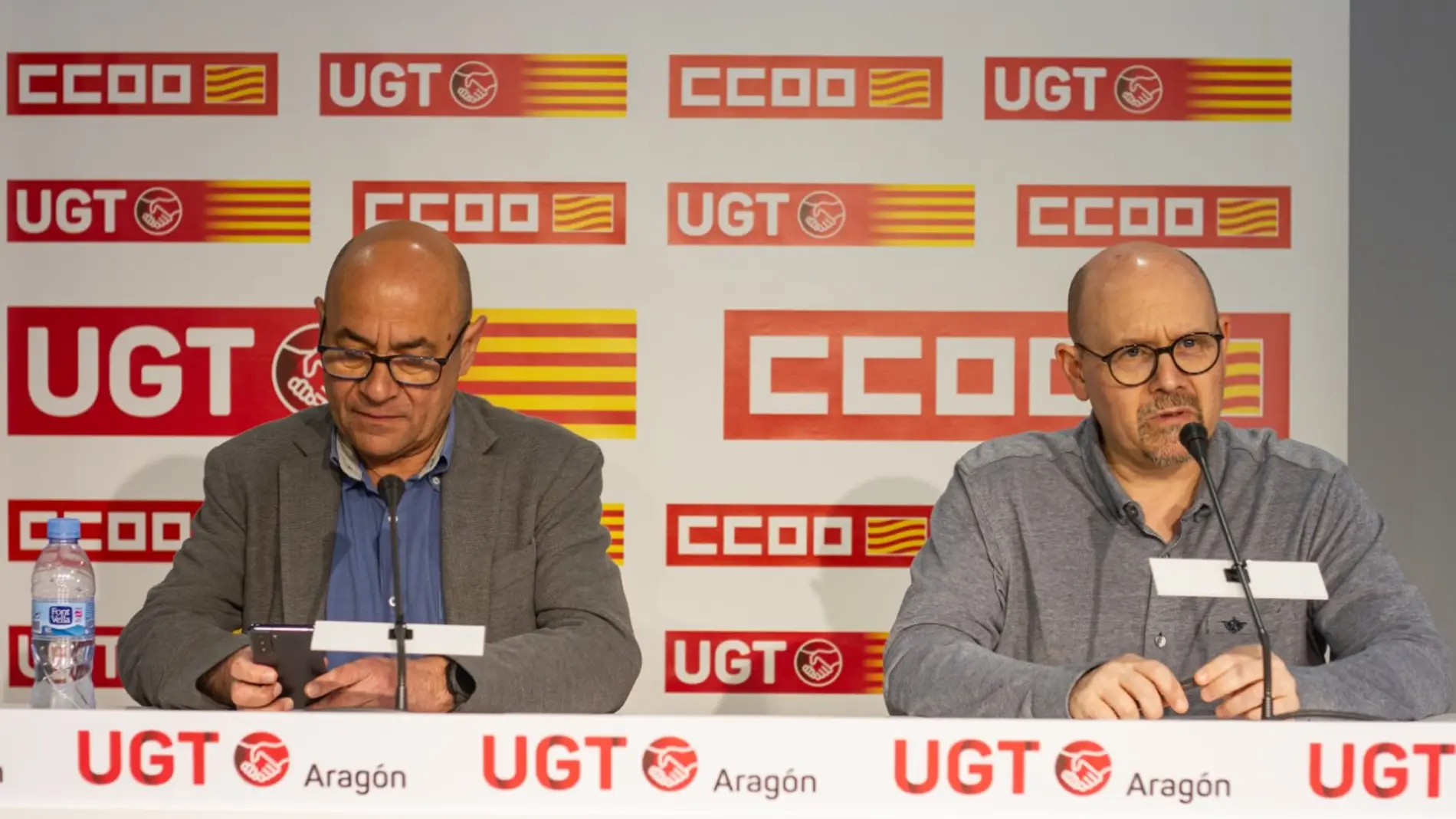 El secretario general de UGT, Daniel Alastuey, y el de CCOO, Manuel Pina