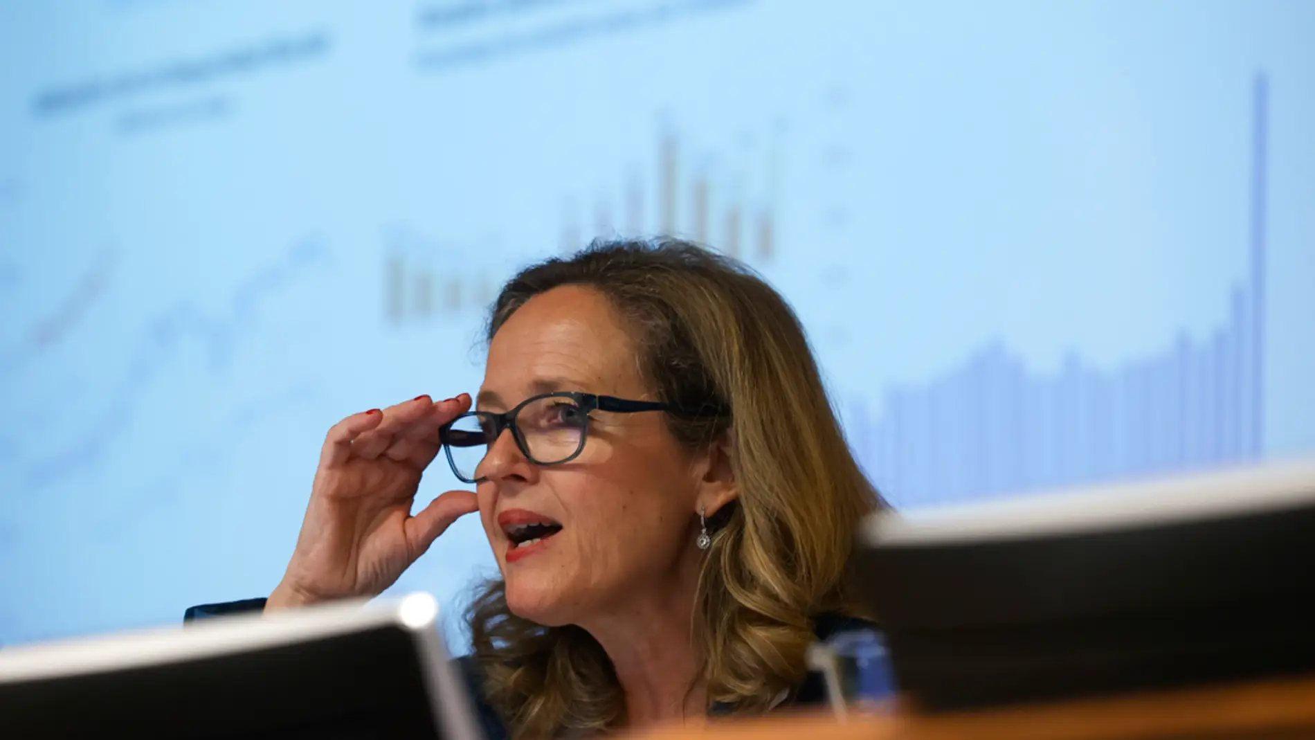 Nadia Calviño, durante la presentación del escenario macroeconómico 2022-2025