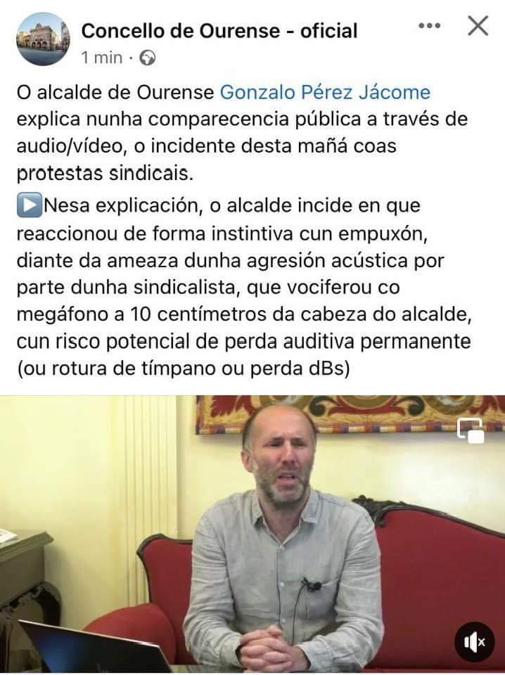 El alcalde de Ourense agrede a una sindicalista y lo justifica asegurando que se defendía de "una agresión acústica" El alcalde de Ourense agrede a una sindicalista y lo justifica asegurando que se defendía de "una agresión acústica"