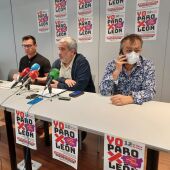 Jesús López de CGT, Xosepe Vega de CCOO y Enrique Reguero de UGT