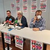 Jesús López de CGT, Xosepe Vega de CCOO y Enrique Reguero de UGT Jesús López de CGT, Xosepe Vega de CCOO y Enrique Reguero de UGT