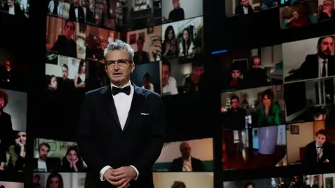 El presidente de la Academia de Cine, Mariano Barroso, durante la gala de los Goya 2021 en Málaga El presidente de la Academia de Cine, Mariano Barroso, durante la gala de los Goya 2021 en Málaga