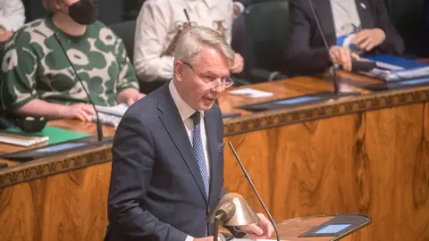 El presidente de Finlandia, Sauli Niinistö, en un debate en el Parlamento de Helsinki