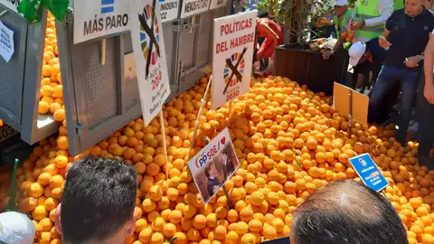 Naranjas repartidas en la plaza de la Montañeta Naranjas repartidas en la plaza de la Montañeta