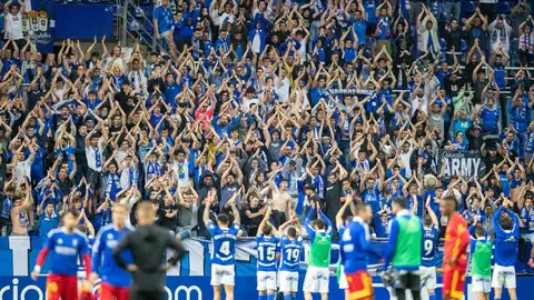 Imagen final del partido entre el Real Oviedo y el Zaragoza Imagen final del partido entre el Real Oviedo y el Zaragoza