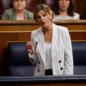 La ministra de Trabajo, Yolanda Díaz, durante la sesión de control al Gobierno en el Congreso