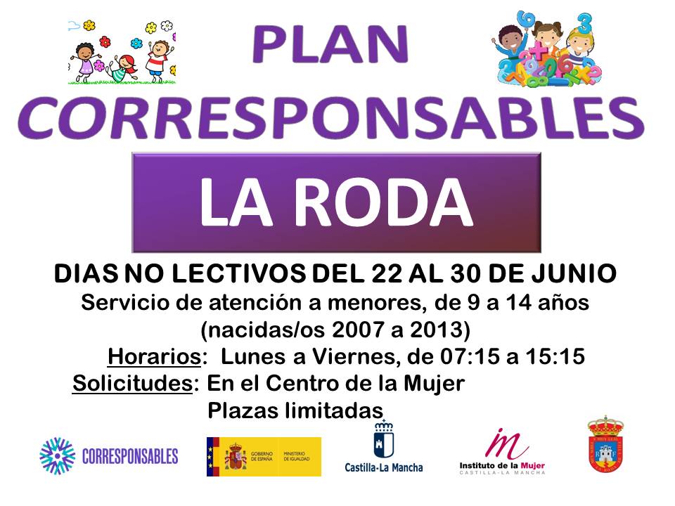 El Plan Corresponsables amplía su servicio del 22 al 30 de junio para menores de 9 a 14 años El Plan Corresponsables amplía su servicio del 22 al 30 de junio para menores de 9 a 14 años