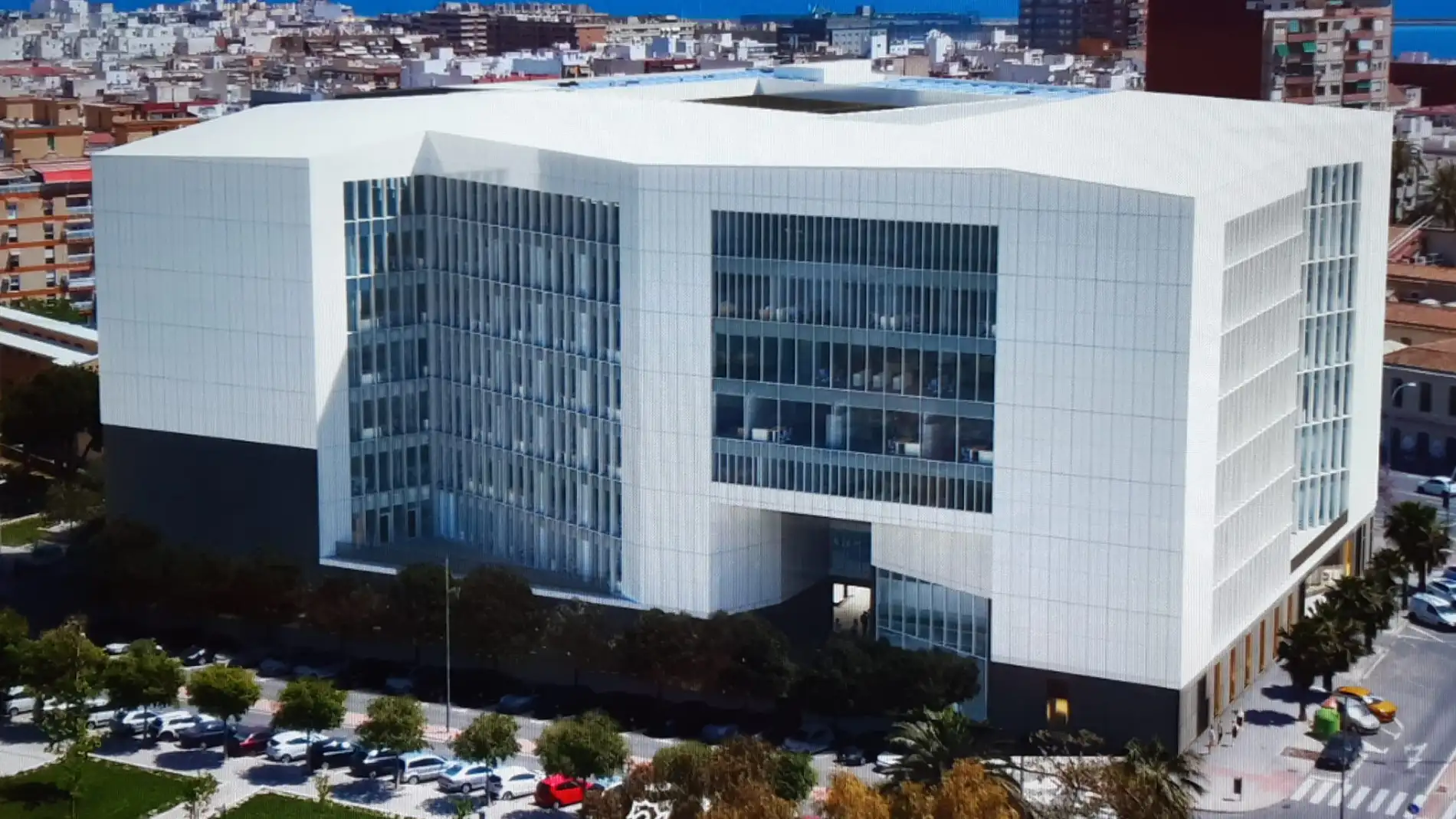 Recreación del edificio de la Ciudad de la Justicia de Alicante