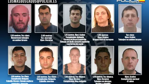 La Policía Nacional ha pedido desde este lunes la colaboración ciudadana para localizar a los diez fugitivos más buscados Si has visto a alguna de esta personas llama a la Policía: los 10 fugitivos más buscados en España