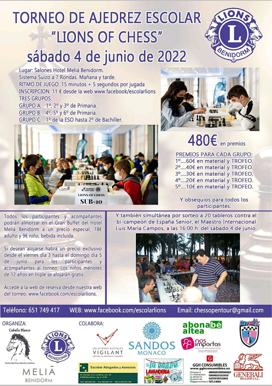 El Torneo 'Lions of Chess' reunirá a 60 ajedrecistas de 6 a 14 años en Benidorm El Torneo 'Lions of Chess' reunirá a 60 ajedrecistas de 6 a 14 años en Benidorm