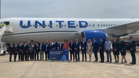 Vuelo inaugural de United Airlines a Mallorca procedente de Nueva York