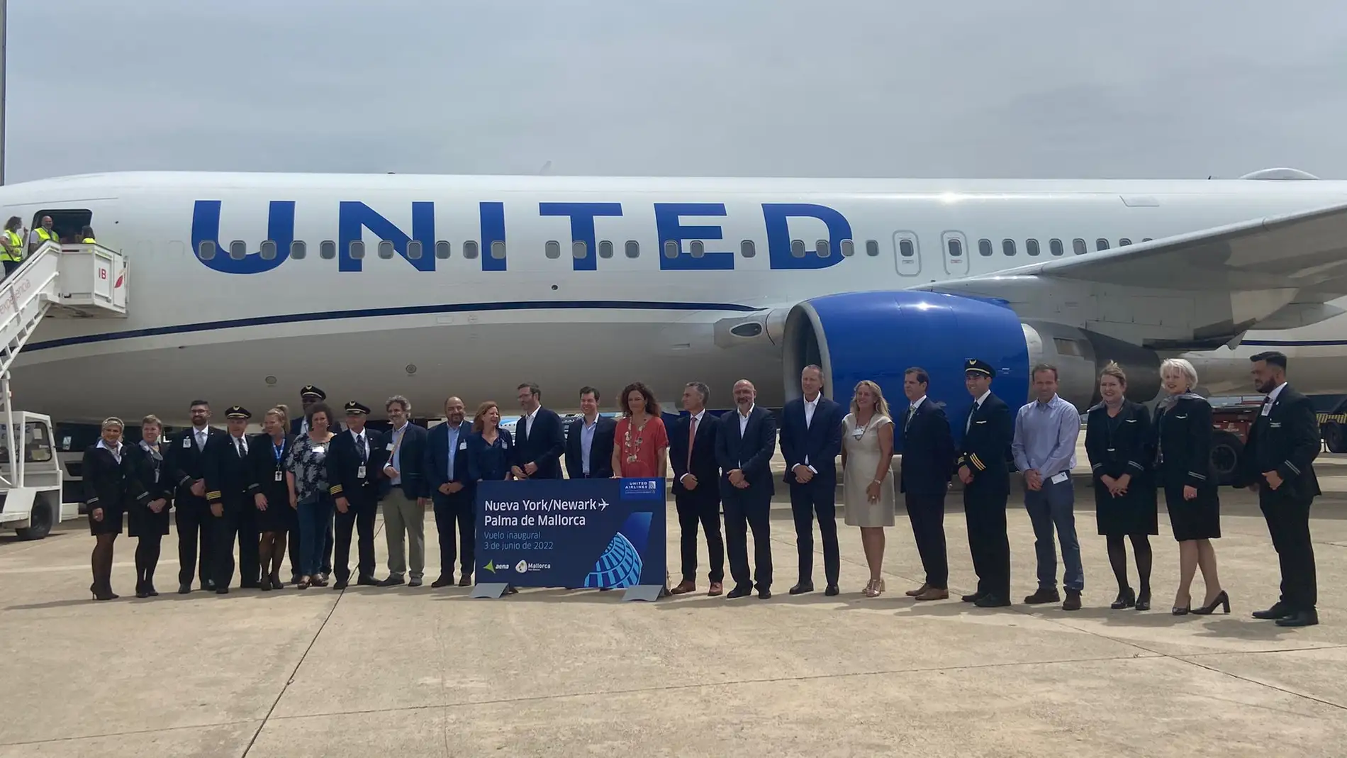 Vuelo inaugural de United Airlines a Mallorca procedente de Nueva York