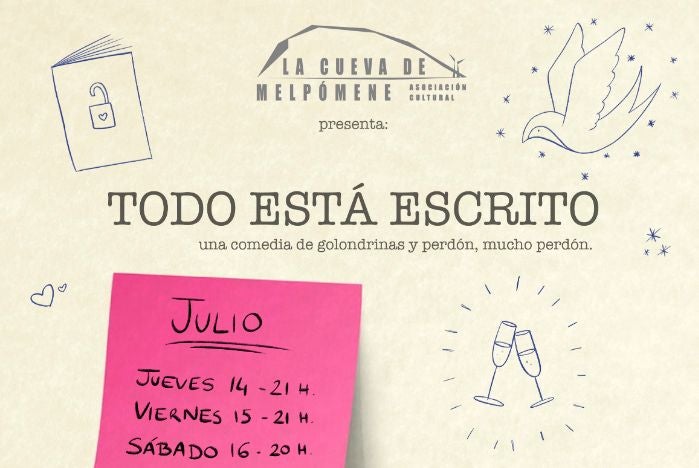 La Cueva de Melpómene presenta su nueva comedia, 'Todo está escrito', en Torrevieja La Cueva de Melpómene presenta su nueva comedia, 'Todo está escrito', en Torrevieja