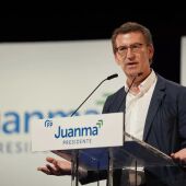 El presidente del PP, Alberto Núñez Feijóo, en un mitin en Estepona