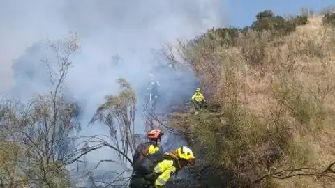 Personal del Infocam en la extinción de un incendio