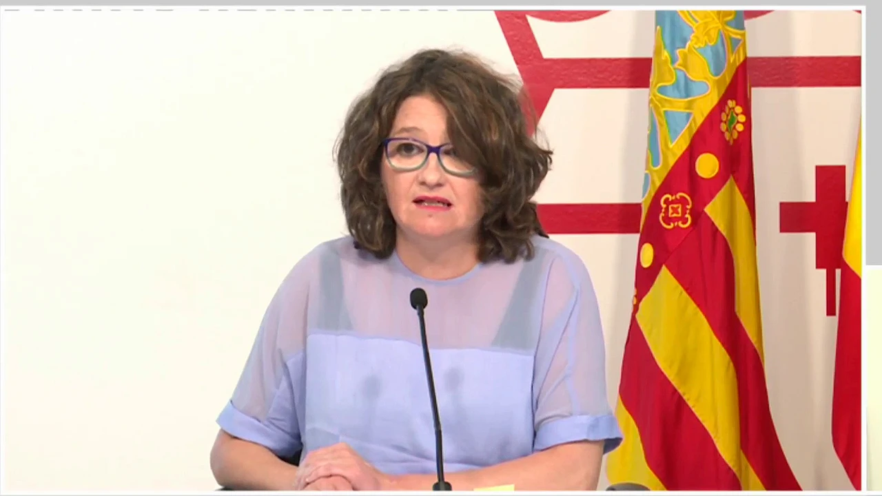 Mónica Oltra, durante su comparecencia tras el Consell Mónica Oltra, durante su comparecencia tras el Consell