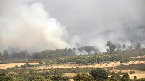 Vista del incendio que afecta a la Sierra de la Culebra, en la provincia de Zamora.