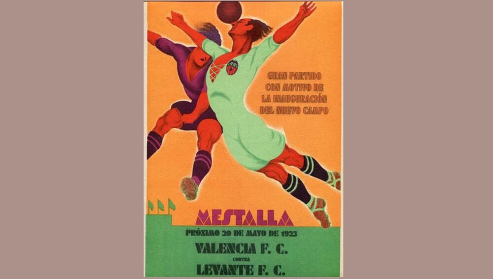 Imagen del cartel de inauguración de Mestalla de 1923