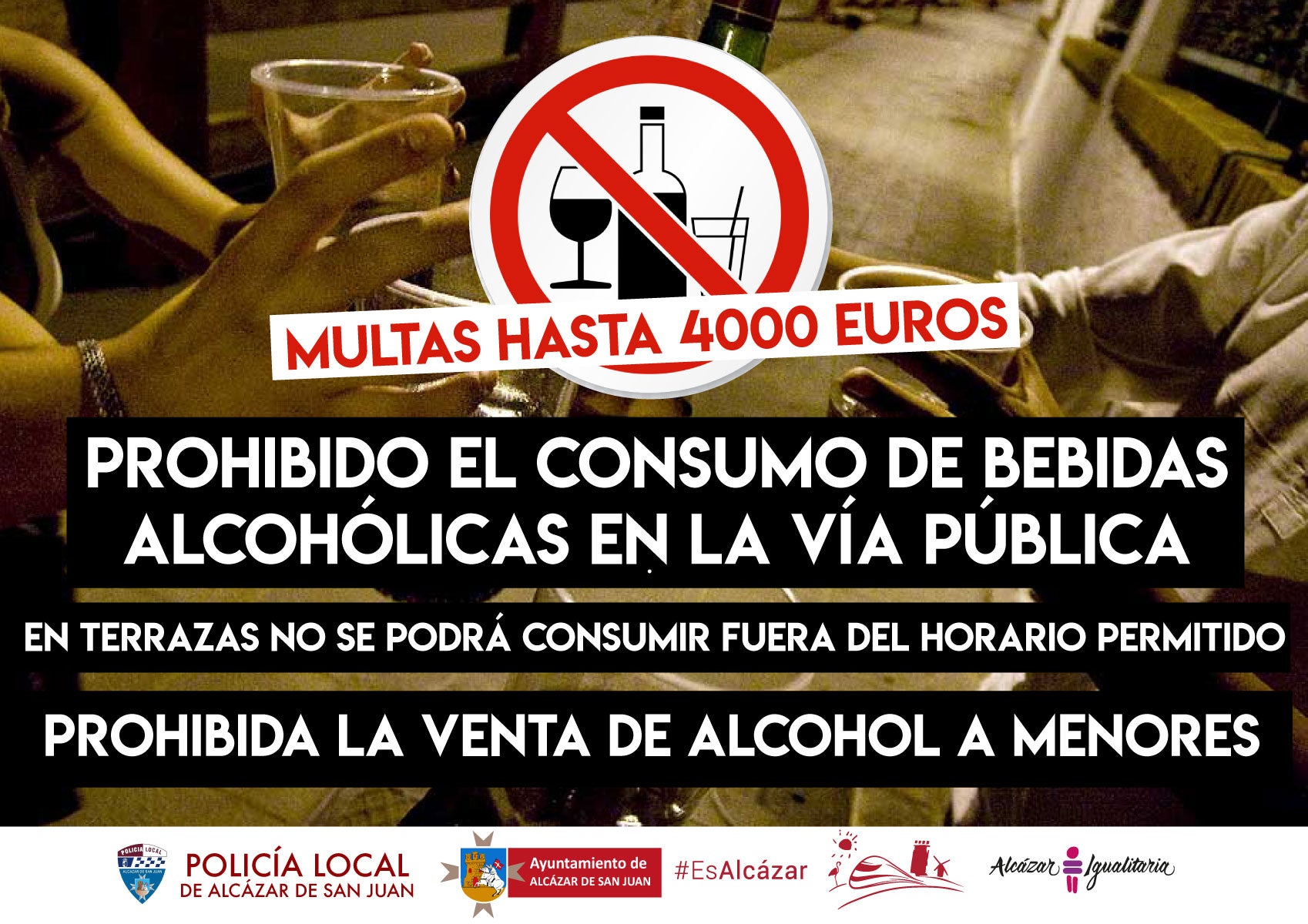 Alcázar de San Juan endurece la norma contra el botellón en la calle Alcázar de San Juan endurece la norma contra el botellón en la calle