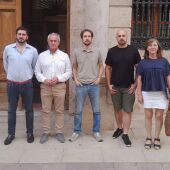 Los portavoces municipales de Vox, PSOE, Espacio Municipalista, Ganar Teruel y Chunta Aragonesista