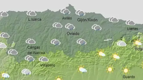 Mapa del tiempo hoy en Asturias