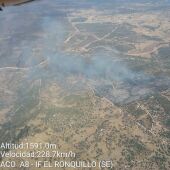 Imagen aérea del incendio de El Ronquillo