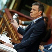 Pedro Sánchez durante su intervención en el debate sobre el estado de la nación
