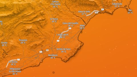 Mapa de temperaturas Marina Baixa