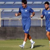 Alberto Escassi y Luis Muñoz, en un entrenamiento del Málaga CF