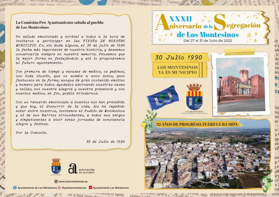 Los Montesinos celebra el 32º Aniversario de su Segregación con actos lúdicos e institucionales Los Montesinos celebra el 32º Aniversario de su Segregación con actos lúdicos e institucionales
